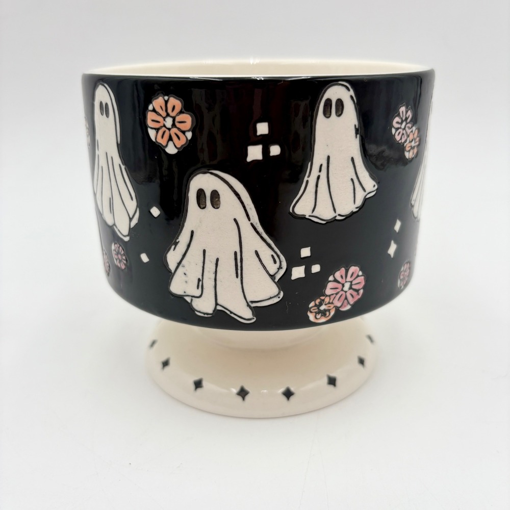 Ceramic Ghost Pedestal Bowl Halloween Decor Spooky Decor Dish